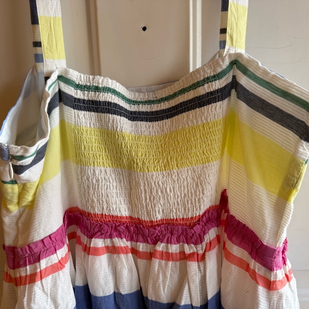 New GAP Multi Striped Sun Dress XL 100% Cotton pockets sleeveless smocked - Picture 11 of 12
